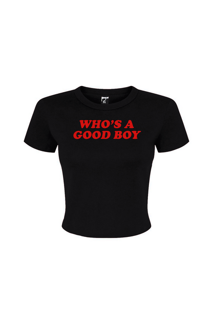 Who's a Good Boy Women's Micro Rib Baby Tee
