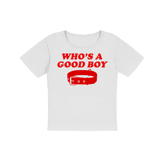 Whos a Good Boy Women's Micro Rib Baby Tee